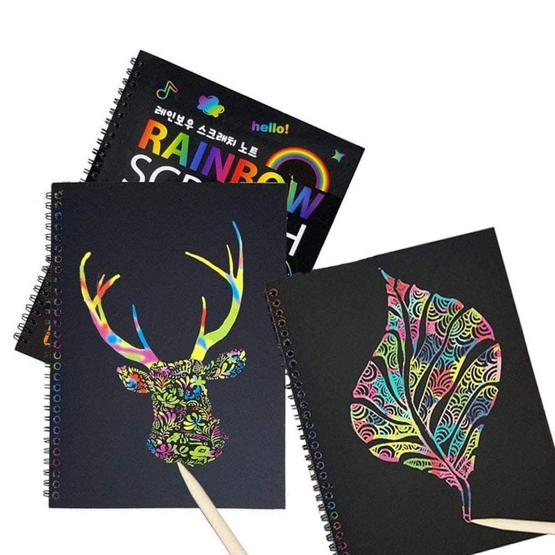 Artnery A4 Rainbow Art Scratch Paper Book Sheets with Stylus, 10 Pages, Multicolor (Pack of 2) - Image 4