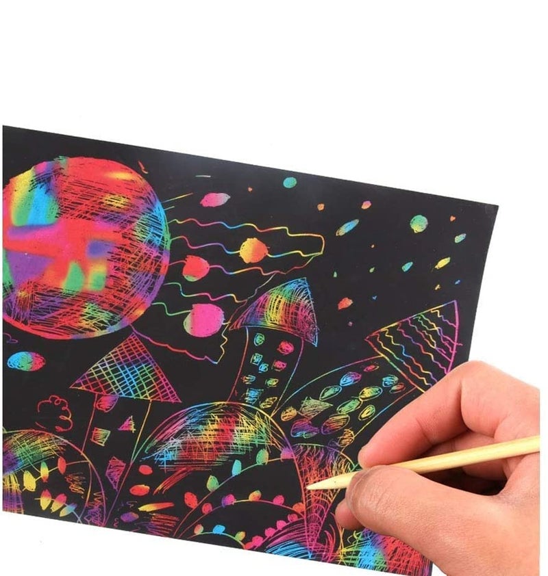 Artnery A4 Rainbow Art Scratch Paper Book Sheets with Stylus, 10 Pages, Multicolor (Pack of 2) - Image 5