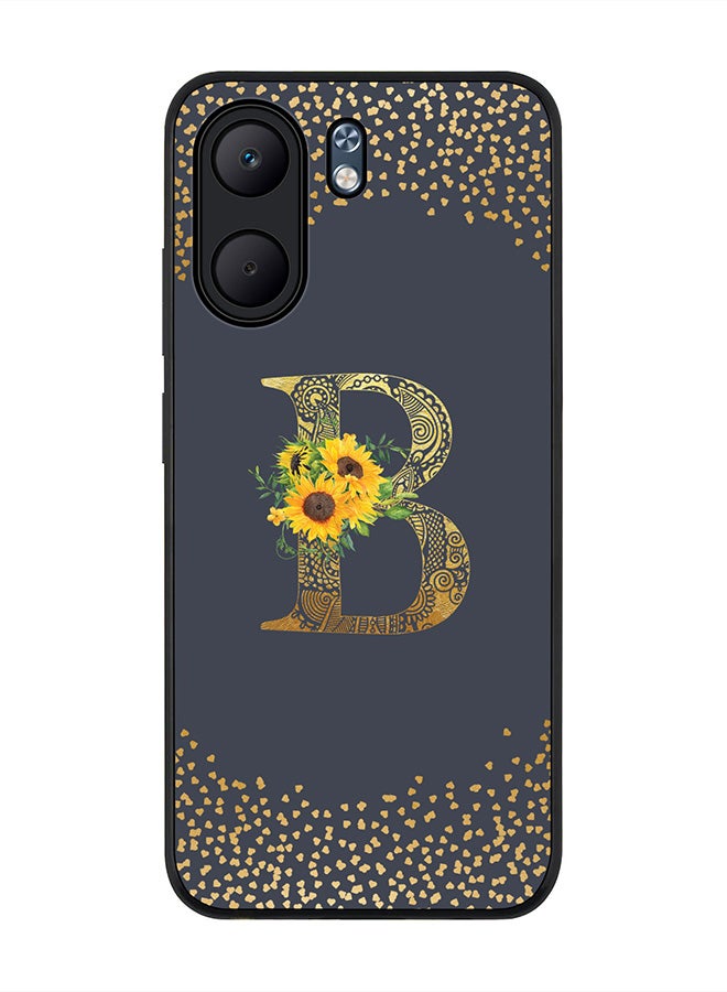 Stylizedd For Oppo A5x 5G / A5x 4G Case,Slim fit Camera Protection, Shockproof Thin Phone cover  - Custom Floral Monogram - B  (Grey )