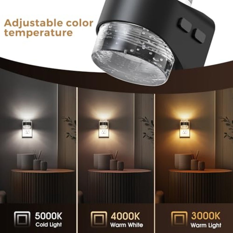 Night Light, Bubble Night Lights Plug into Wall, 3000K/000k/5000K Adjustable Color Temperature Night Light, Dimmable Nightlights with Dusk to Dawn Sensor for Rooms Bathroom Hallway - Image 5