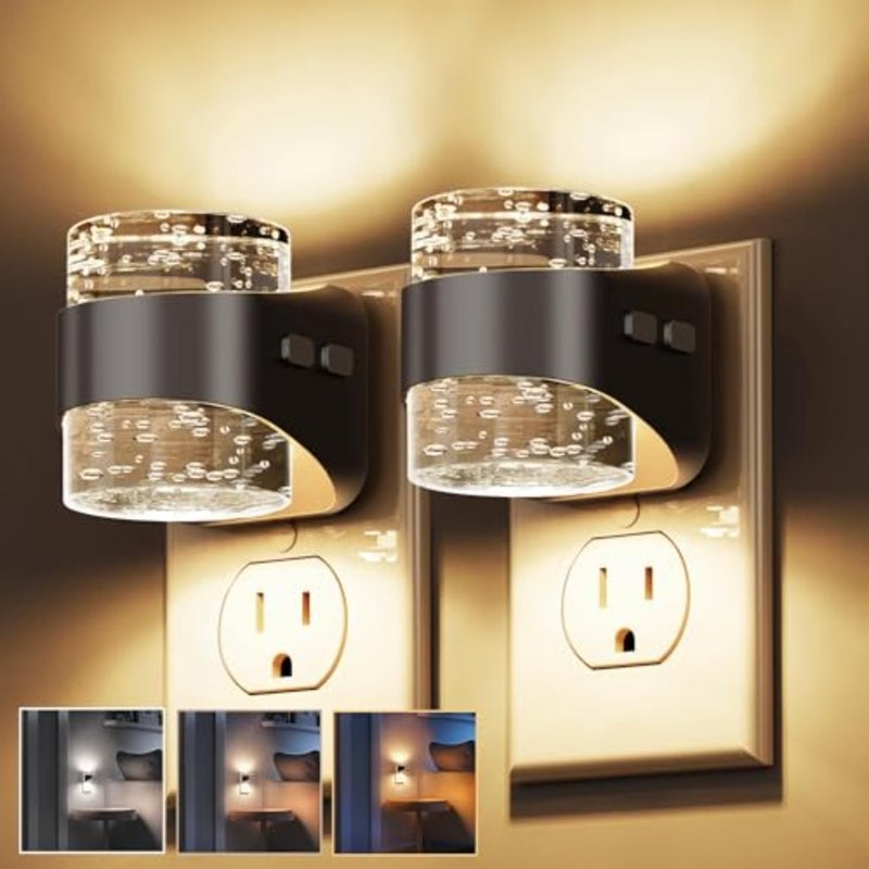 Night Light, Bubble Night Lights Plug into Wall, 3000K/000k/5000K Adjustable Color Temperature Night Light, Dimmable Nightlights with Dusk to Dawn Sensor for Rooms Bathroom Hallway - Image 1