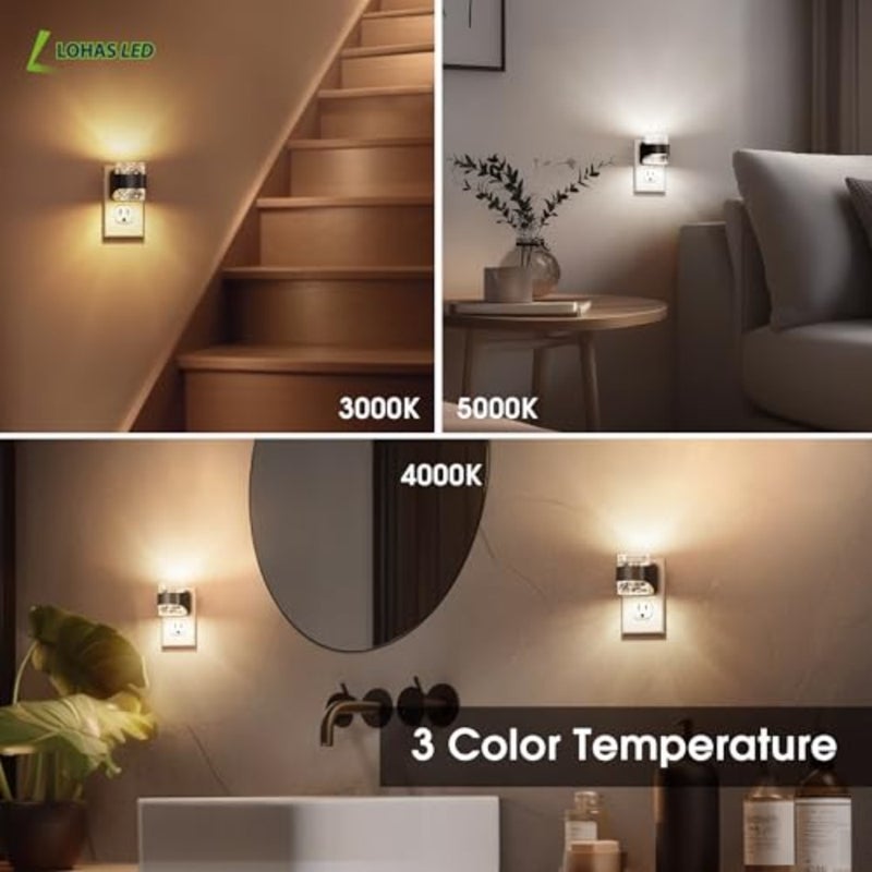 Night Light, Bubble Night Lights Plug into Wall, 3000K/000k/5000K Adjustable Color Temperature Night Light, Dimmable Nightlights with Dusk to Dawn Sensor for Rooms Bathroom Hallway - Image 4