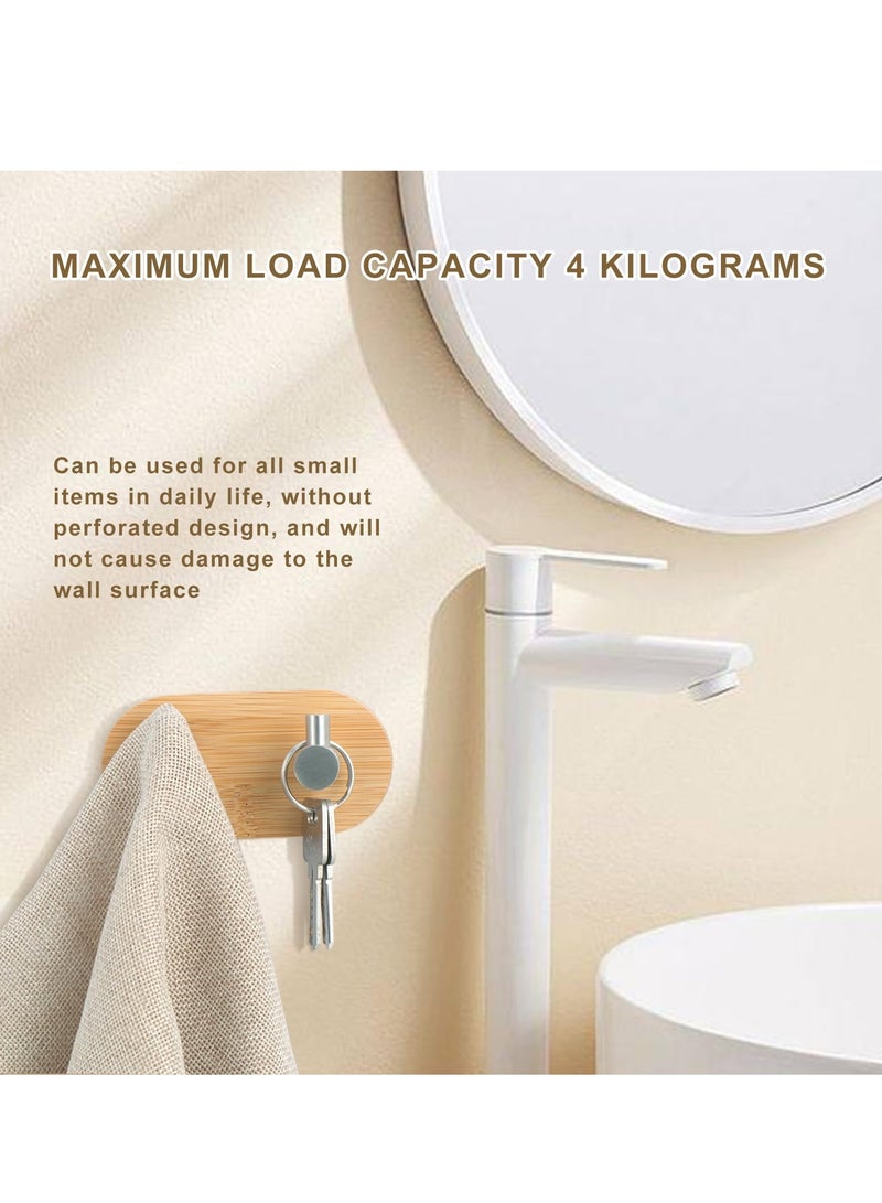 SYOSI 2 Pack Adhesive Wall Hooks Towel Rack, Self-Adhesive Wooden Coat Hooks Wall Mounted, Decorative Heavy Duty Hooks for Bathroom Kitchen Bedroom, Coat, Hat  - Image 3