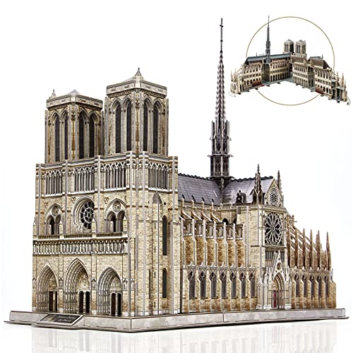 CubicFun 3D Puzzle for Adults Moveable Notre Dame de Paris Church Model Kits Large Challenge French Cathedral Brain Teaser Architecture Building 293 Pieces Christmas Decorations - Image 1