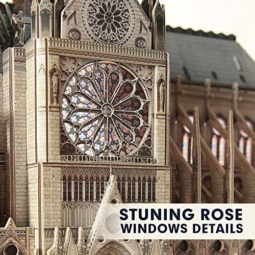 CubicFun 3D Puzzle for Adults Moveable Notre Dame de Paris Church Model Kits Large Challenge French Cathedral Brain Teaser Architecture Building 293 Pieces Christmas Decorations - Image 5