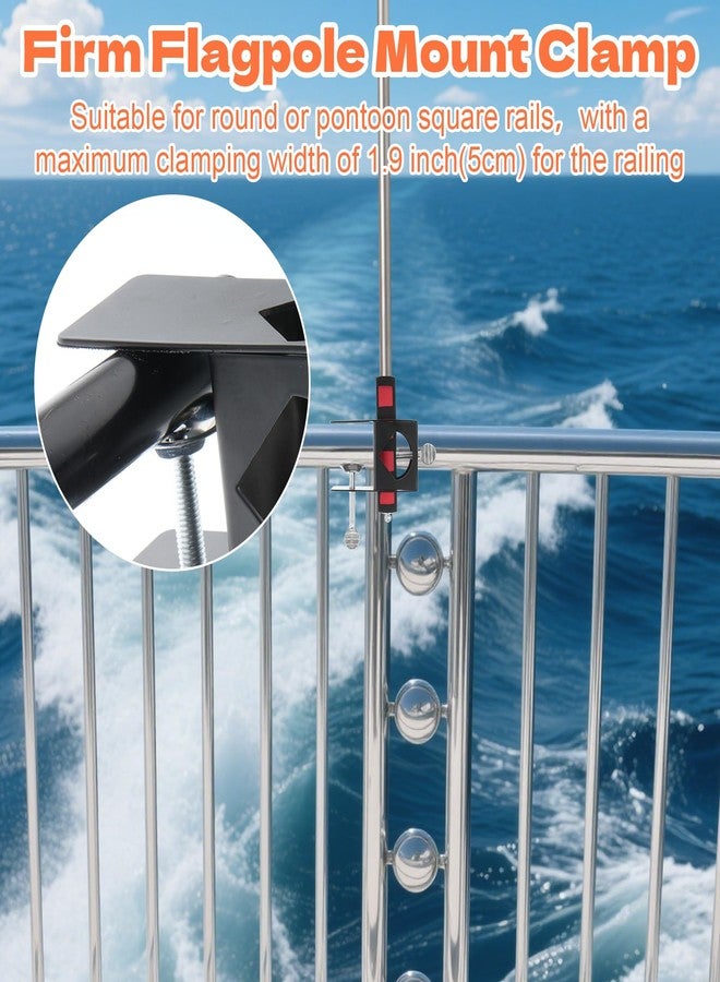 Hlimior 2PCS Orange Boat Flag, 12" x 18" Water Ski Boat Safety Flag with 79" Metal Retractable Boat Safety Flagpole and Fix Base for Kayak Floating Tubing Wakeboarding Swimming Surfing Watersports - Image 4