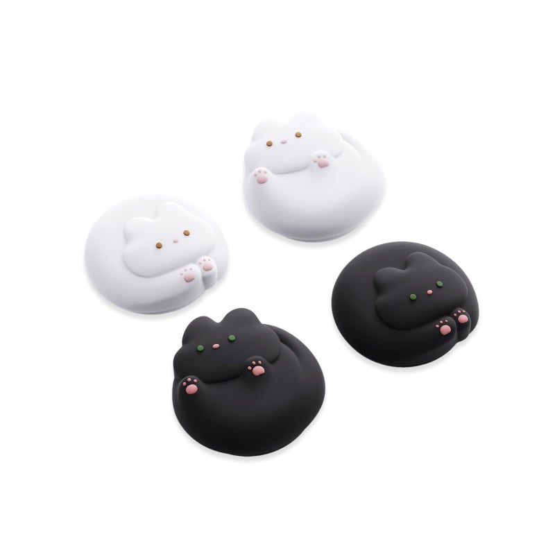 GeekShare Joystick Caps Compatible with Switch 2 - Anti-Slip Thumb Grip Caps - Silicone Analog Cover Thumbstick Grips for Switch 2025, Black & White Kittens - Image 1