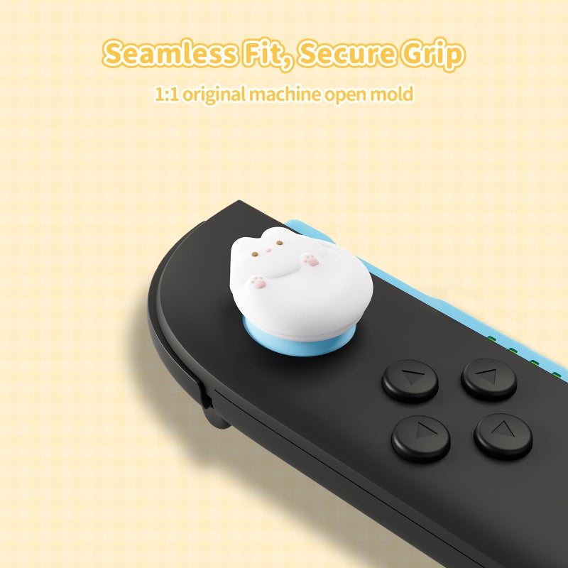 GeekShare Joystick Caps Compatible with Switch 2 - Anti-Slip Thumb Grip Caps - Silicone Analog Cover Thumbstick Grips for Switch 2025, Black & White Kittens - Image 3