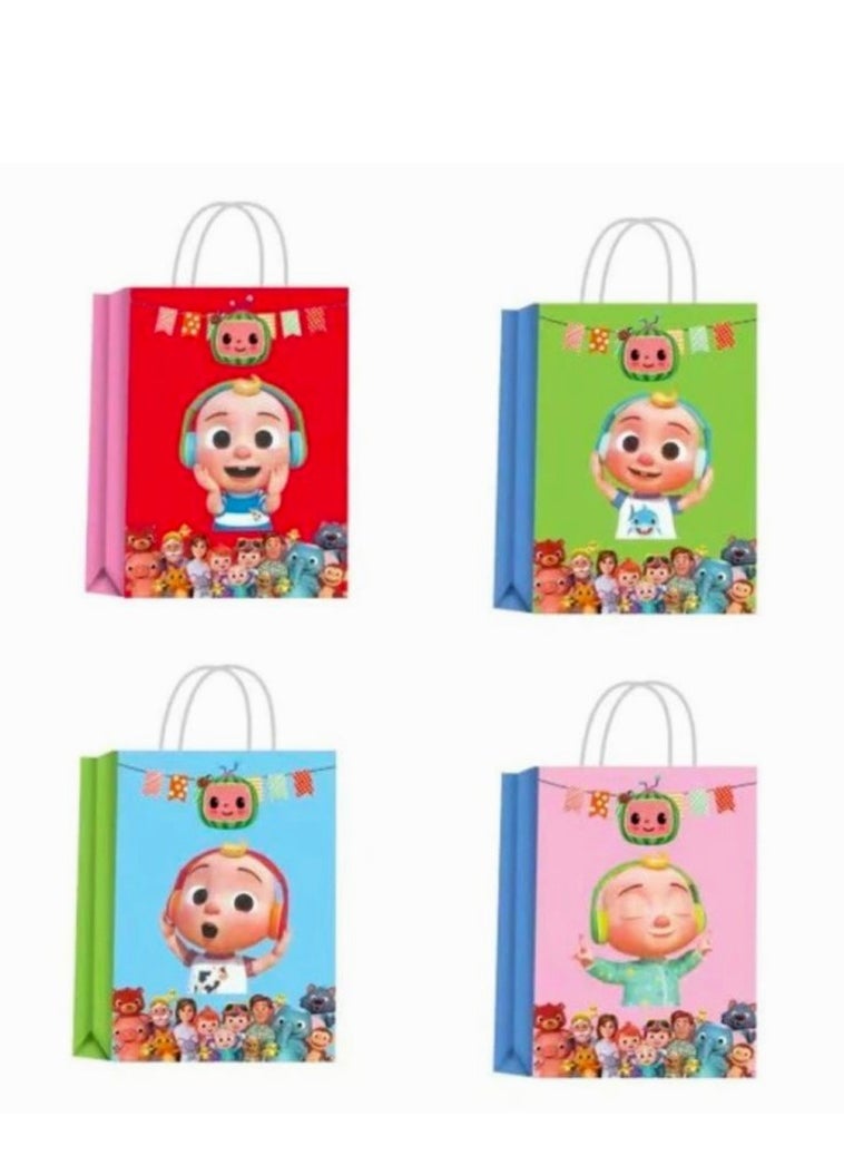 Tamona Birthday Party Favor Bags, Birthday Coco Cartoon Melon & Jj Birthday Party Supplies Goodie Bags for Boys, Girls & Babies Durable Return Gift Bags Paper Bags for Birthday Party- 16Pcs.  - Image 1