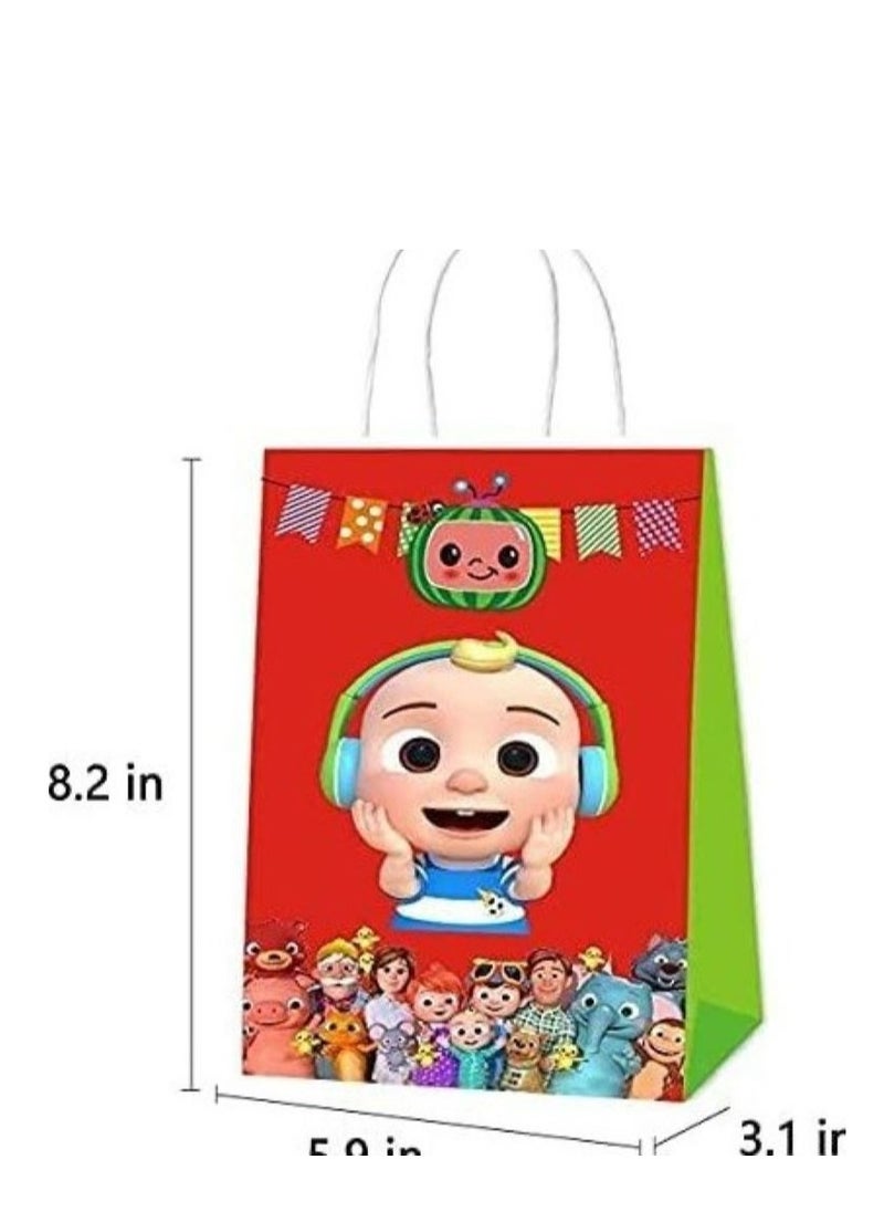 Tamona Birthday Party Favor Bags, Birthday Coco Cartoon Melon & Jj Birthday Party Supplies Goodie Bags for Boys, Girls & Babies Durable Return Gift Bags Paper Bags for Birthday Party- 16Pcs.  - Image 2
