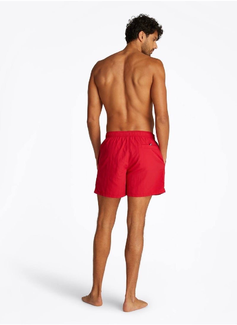 TOMMY HILFIGER Men's Hilfiger Flag Mid Length Swim Shorts - Nylon, Red  - Image 4