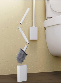 Oasisgalore Toilet Brush Soft Rubber Household Bathroom Cleaning Crush Detachable Rod Non-perforated Wall-mounted Toilet Brush,White  - Image 2