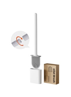 Oasisgalore Toilet Brush Soft Rubber Household Bathroom Cleaning Crush Detachable Rod Non-perforated Wall-mounted Toilet Brush,White  - Image 1