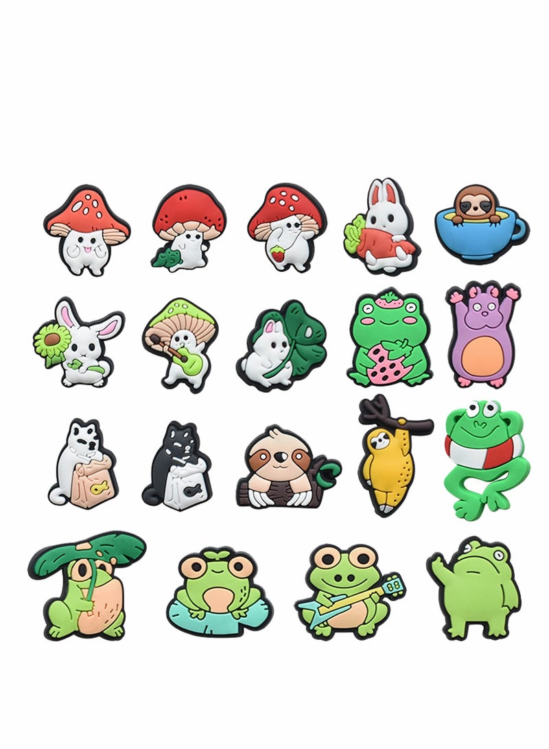 Shoe Decoration Charms 19 Pcs Mushroom Animal Shoe Charms PVC Kawaii Croc Accessories Pins for Boys Girls Kids and Teens Party Favors Birthday Gifts - Image 1