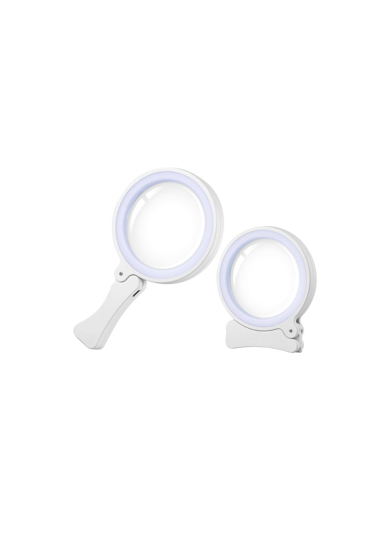 SOLARAE Magnifying Glass with Light, 2-in-1 Folding Stand Magnifying Glass, 17 Daylight LEDs Illuminated, Handheld Lighted Magnifier for Seniors Reading Inspection Coin Collection Jewelry(3X+6X)(1Pack) - Image 1