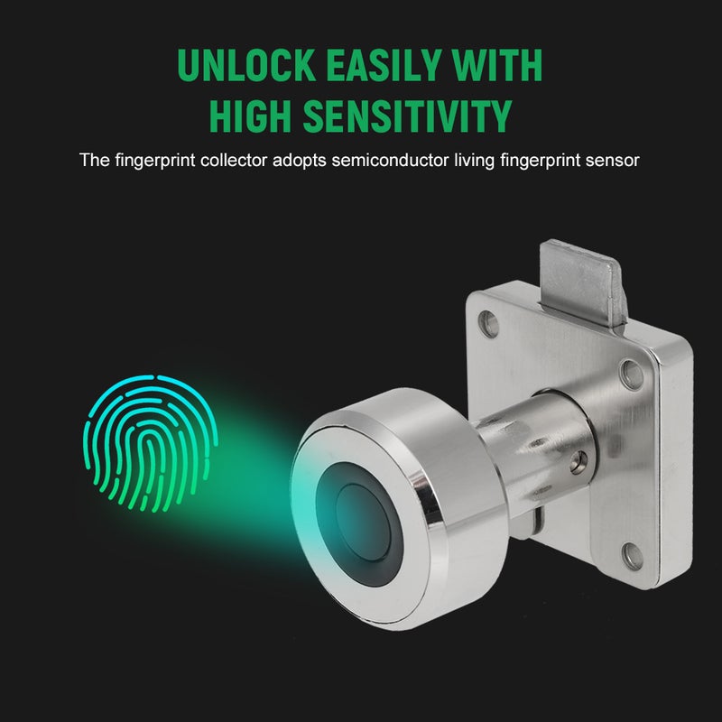 T21 Smart Fingerprint Lock  Electronic Drawer Lock Keyless Biometric Cabinet Lock USB Rechargeable Lock for Home Office - Image 4