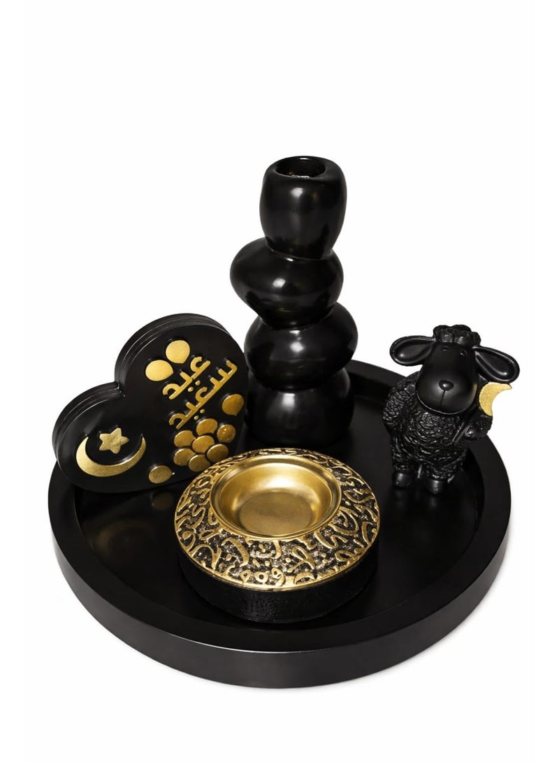 5-Piece Luxury Islamic Décor Set – Elegant Black & Gold Design – Perfect Gift for Eid & Special Occasions