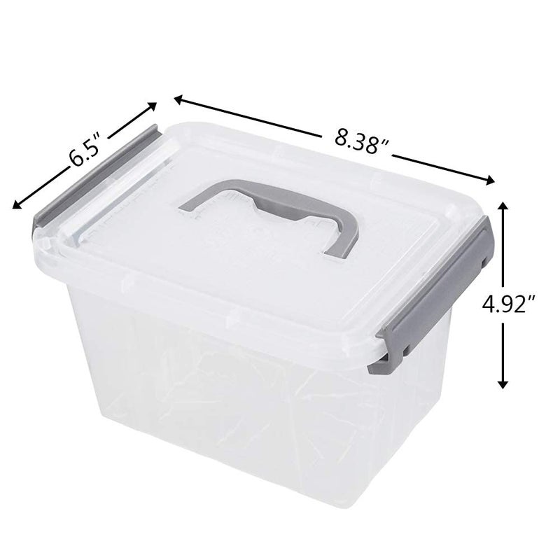 Vababa 6-Pack 3 L Clear Plastic Latch Storage Boxes with Gray Lids - Image 2