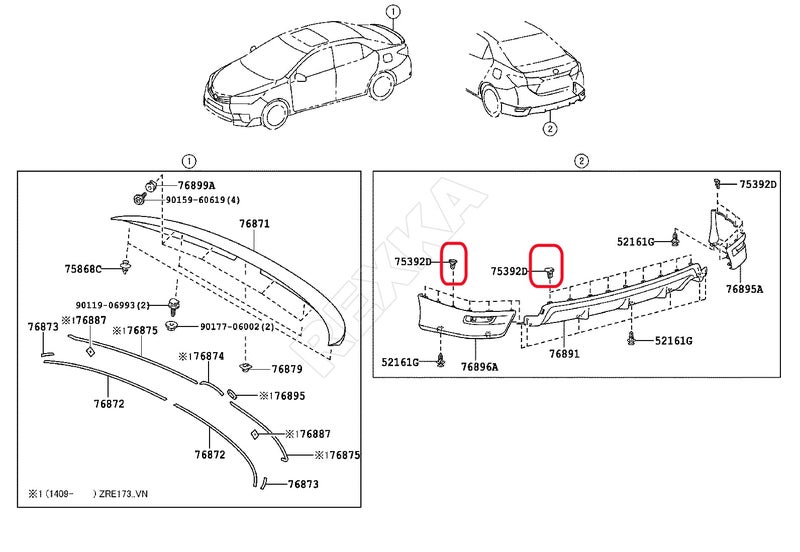 Rexka 25pcs Front & Rear Spoiler Moulding Clip Compatible with Toyota Lexus 75392-35220 4Runner, Camry, Corolla, FJ Cruiser, Highlander, Prius, Prius Prime, Prius V, RAV4 - Image 5