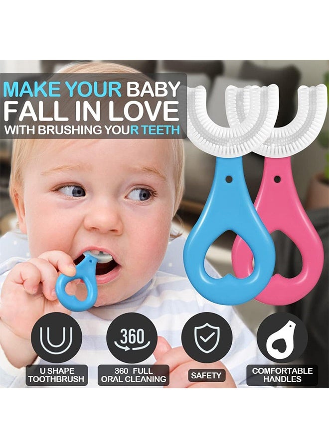 Quantum 4 PCS U-Shaped Toothbrush Kids, Food Grade Soft Silicone Brush Head, Soft Silicone Brush Head Whole Mouth with Handle 360° Oral Teeth Cleaning Design  for Toddlers - Image 4