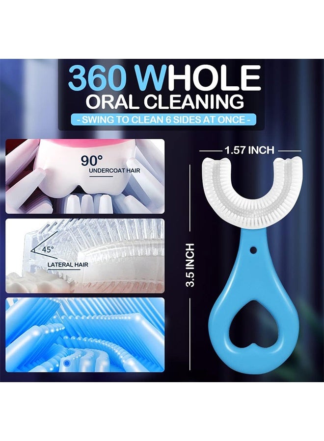 Quantum 4 PCS U-Shaped Toothbrush Kids, Food Grade Soft Silicone Brush Head, Soft Silicone Brush Head Whole Mouth with Handle 360° Oral Teeth Cleaning Design  for Toddlers - Image 2