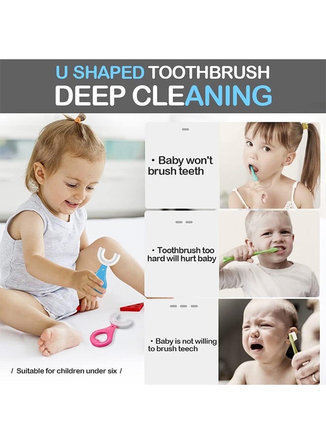 Quantum 4 PCS U-Shaped Toothbrush Kids, Food Grade Soft Silicone Brush Head, Soft Silicone Brush Head Whole Mouth with Handle 360° Oral Teeth Cleaning Design  for Toddlers - Image 5