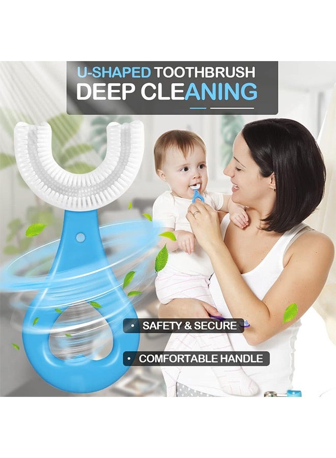 Quantum 4 PCS U-Shaped Toothbrush Kids, Food Grade Soft Silicone Brush Head, Soft Silicone Brush Head Whole Mouth with Handle 360° Oral Teeth Cleaning Design  for Toddlers - Image 3