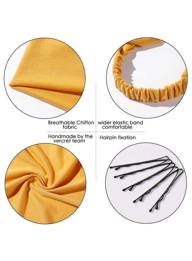 Vercret 6 Pack Hair Scarf Headband For Women - Elastic Hair Kerchief Large Boho Triangle Bandana Head Scarf With Clips Non Slip Solid Color Headbands Hair Scarves For Teen Girls - Image 4