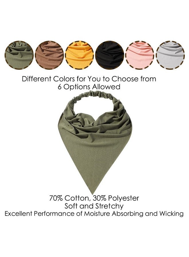 Vercret 6 Pack Hair Scarf Headband For Women - Elastic Hair Kerchief Large Boho Triangle Bandana Head Scarf With Clips Non Slip Solid Color Headbands Hair Scarves For Teen Girls - Image 5