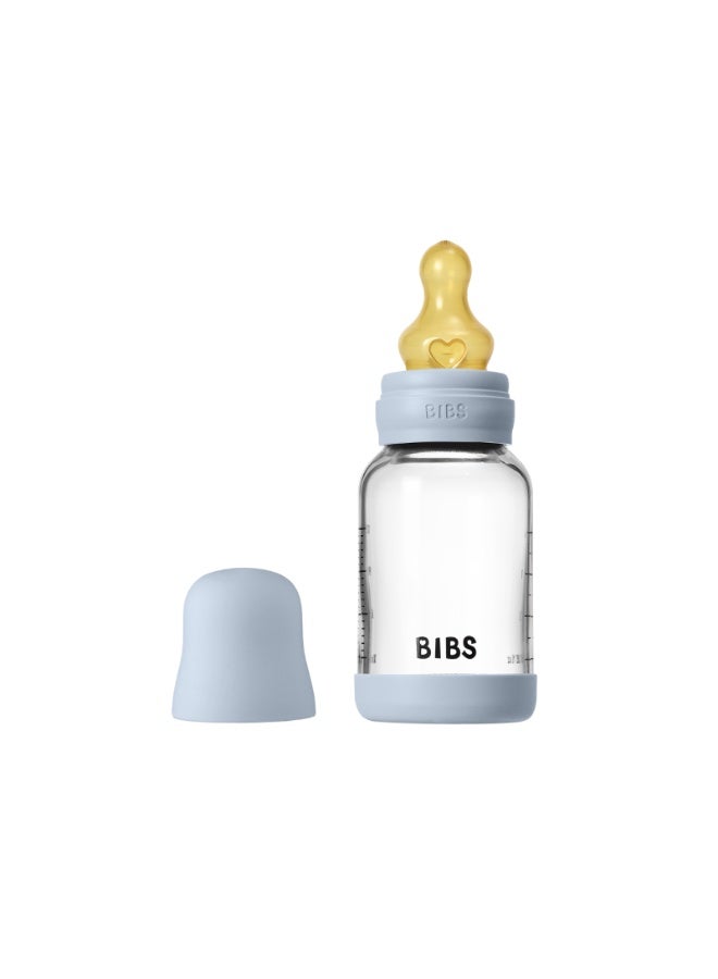 BIBS Glass Baby Bottle Round Latex 1 pack 120 ml Slow Flow Baby Blue - Image 5