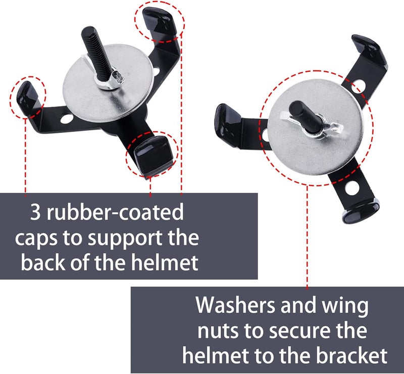 lasuroa Hidden Football Helmet Wall Mount Display Floating Rugby Helmet Shelf Stand with Mounting Accessories Black Metal Hook Holder Hanger Wall Decoration for Large or Mini Helmets - Image 3