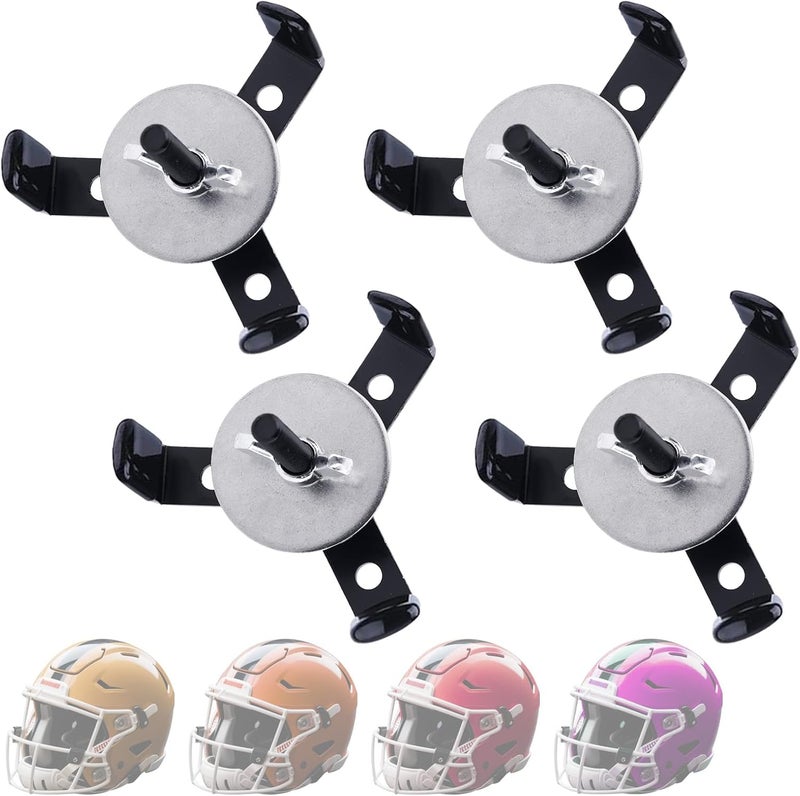 lasuroa Hidden Football Helmet Wall Mount Display Floating Rugby Helmet Shelf Stand with Mounting Accessories Black Metal Hook Holder Hanger Wall Decoration for Large or Mini Helmets - Image 1
