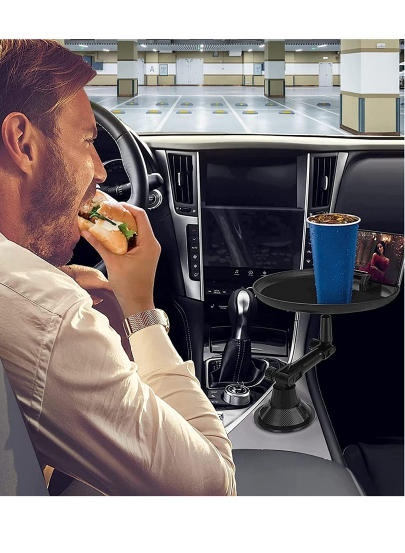 ELTRAZONE Car Cup Holder Tray for Car Adjustable Car Tray Table with Surface, Phone Slot, and 360° Swivel Arm Car Food Table for Cup Holders Tray Fits Vehicle,Golf Cart, SUV and All Cars Black - Image 4