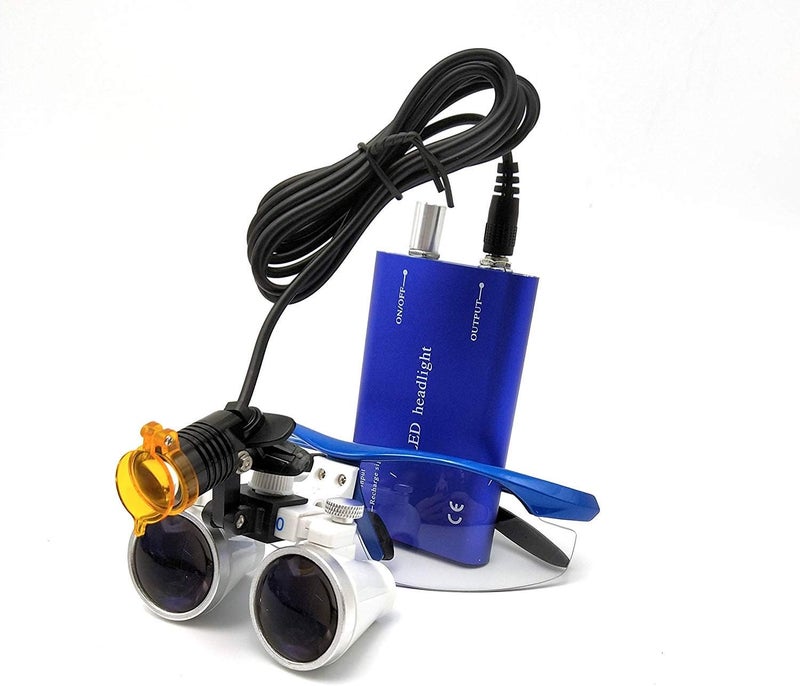 EAST Brand 3.5X 420mm Working Distance Optical Glass Surgical Binocular Loupes and LED Head Light Lamp with Filter Aluminum Box Style (Blue) - Image 4