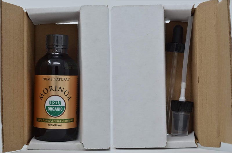 PRIME NATURAL Organic Moringa Oil USDA Certified, 100% Pure, Cold Pressed, Virgin, Unrefined Oil (4oz /120ml) - Joints, Skin, Face, Body & Hair - Vegan - Food Grade - Natural Moisturizer - Image 4