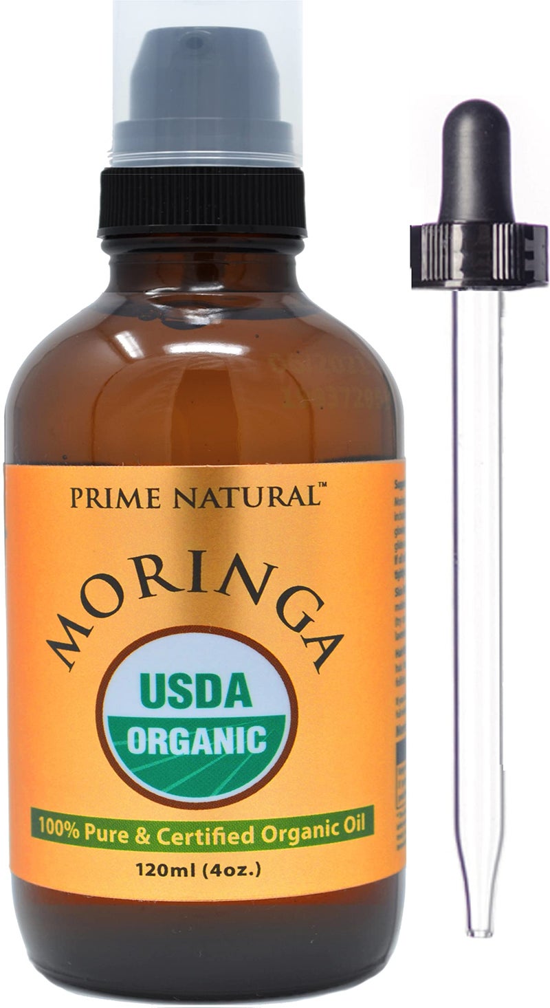PRIME NATURAL Organic Moringa Oil USDA Certified, 100% Pure, Cold Pressed, Virgin, Unrefined Oil (4oz /120ml) - Joints, Skin, Face, Body & Hair - Vegan - Food Grade - Natural Moisturizer - Image 2