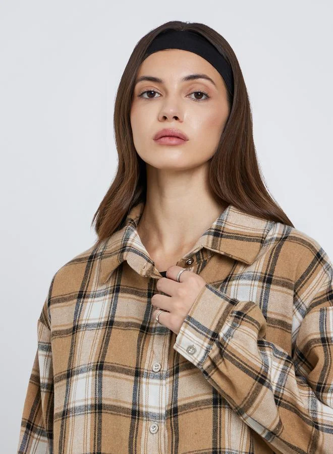 Take Two Take Two Women Checked Long Sleeve Oversized Shirt