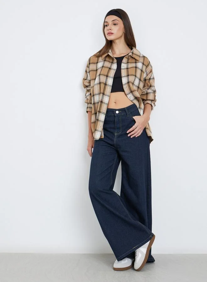 Take Two Take Two Women Checked Long Sleeve Oversized Shirt