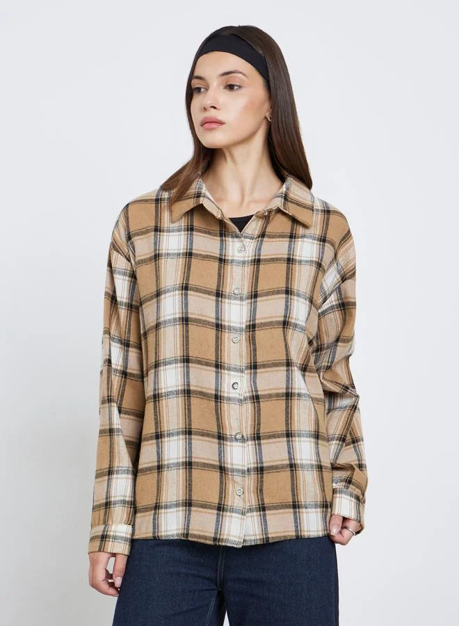 Take Two Take Two Women Checked Long Sleeve Oversized Shirt