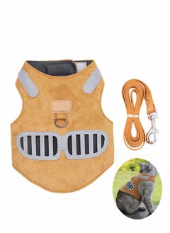 واي آند دي Cat Harness and Leash for Walking, Kitten Escape Proof Harnesses, Adjustable Soft Mesh Breathable Kittens Vest Dog with Reflective Strip Cats Small Pet (Brown)  - Image 1