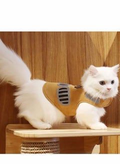 واي آند دي Cat Harness and Leash for Walking, Kitten Escape Proof Harnesses, Adjustable Soft Mesh Breathable Kittens Vest Dog with Reflective Strip Cats Small Pet (Brown)  - Image 3