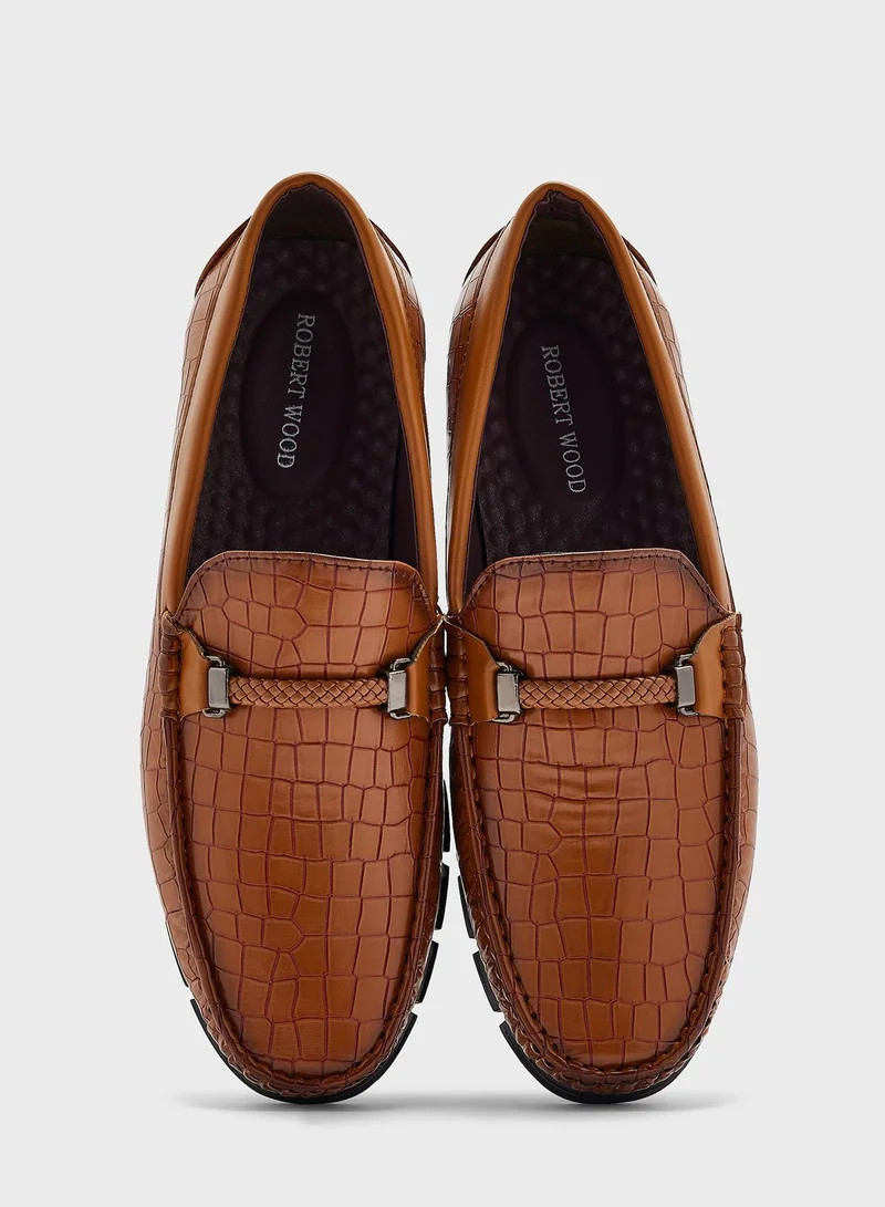 Robert Wood Croc Embossed Loafers