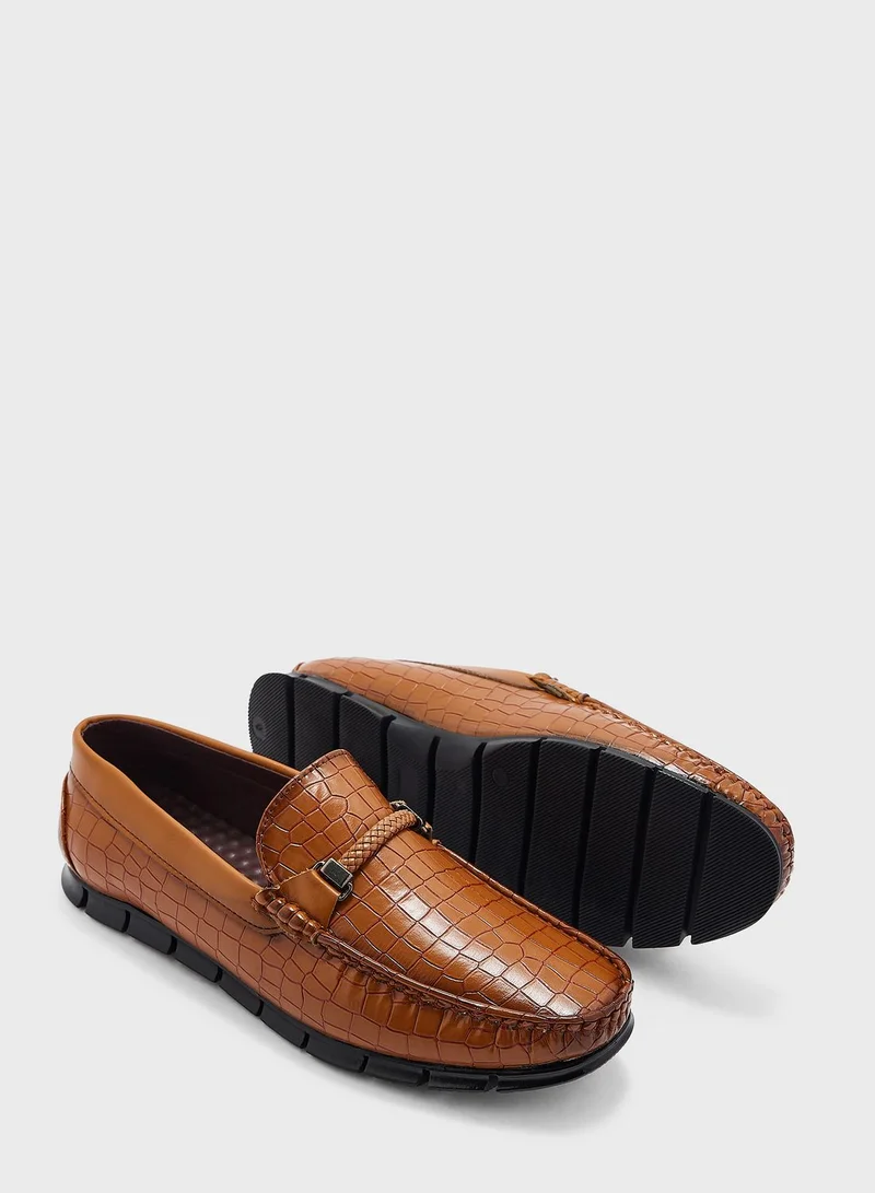 Robert Wood Croc Embossed Loafers