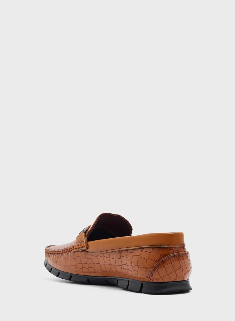 Robert Wood Croc Embossed Loafers