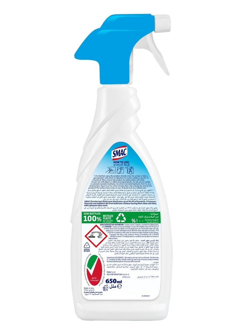Smac Bathroom Disinfectant Spray Shining Clean 650 ML - Image 2