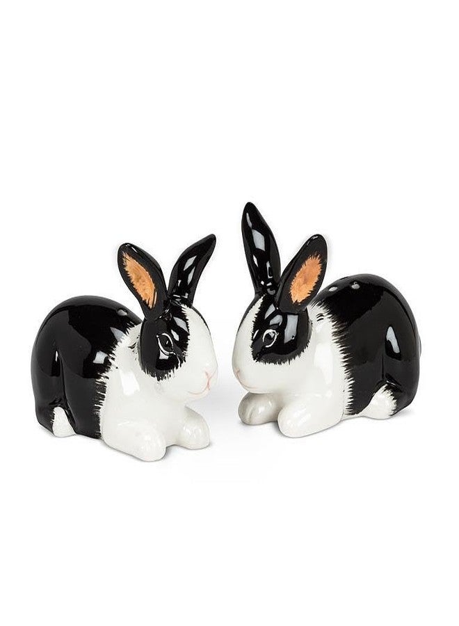 Abbott Collection Dutch Rabbit Salt & Pepper Shakers, 3.5-Inch, Ceramic, Black/White
