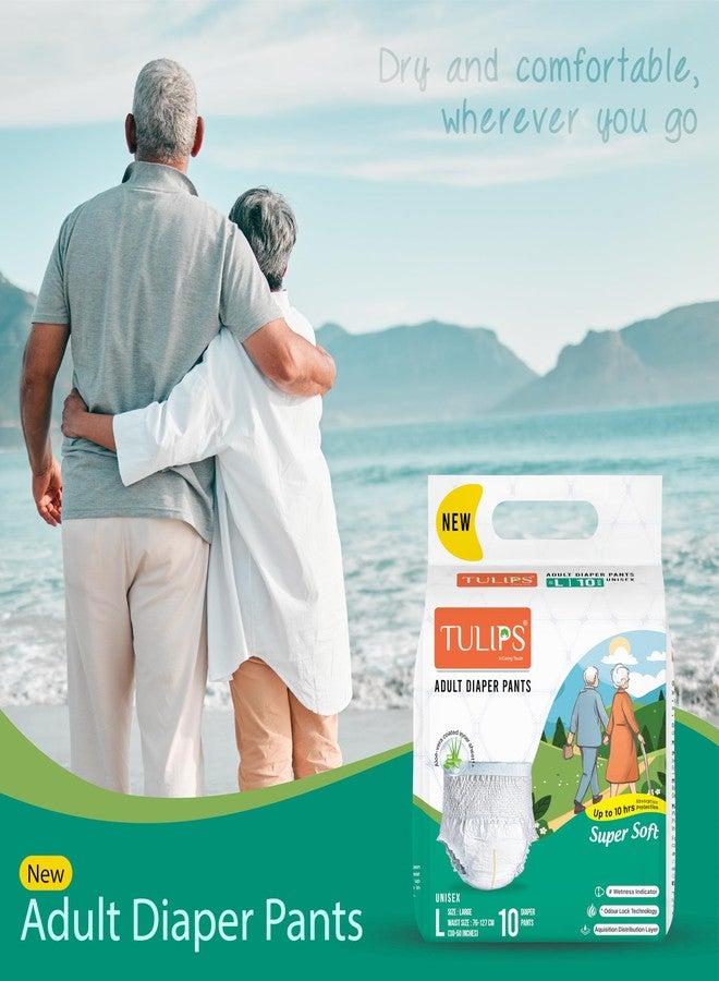 Tulips Adult Diaper Pants, Unisex, Size Extra Large (86-150 cm Waist), 10 Pants, Super Soft, Up to 10 Hours Protection with Wetness Indicator | Odour Control | Goodness of Aloevera I Dry and comfortable adult diapers I 10 Units in 1 pack - Image 4