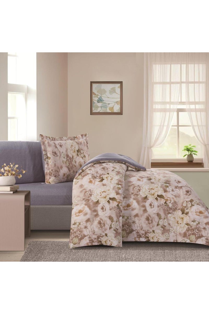 Melen Single  summer bed sheet set - 4 pieces - Fits a 200x120 bed - Leighton - Beige - Dark Grey - Image 3