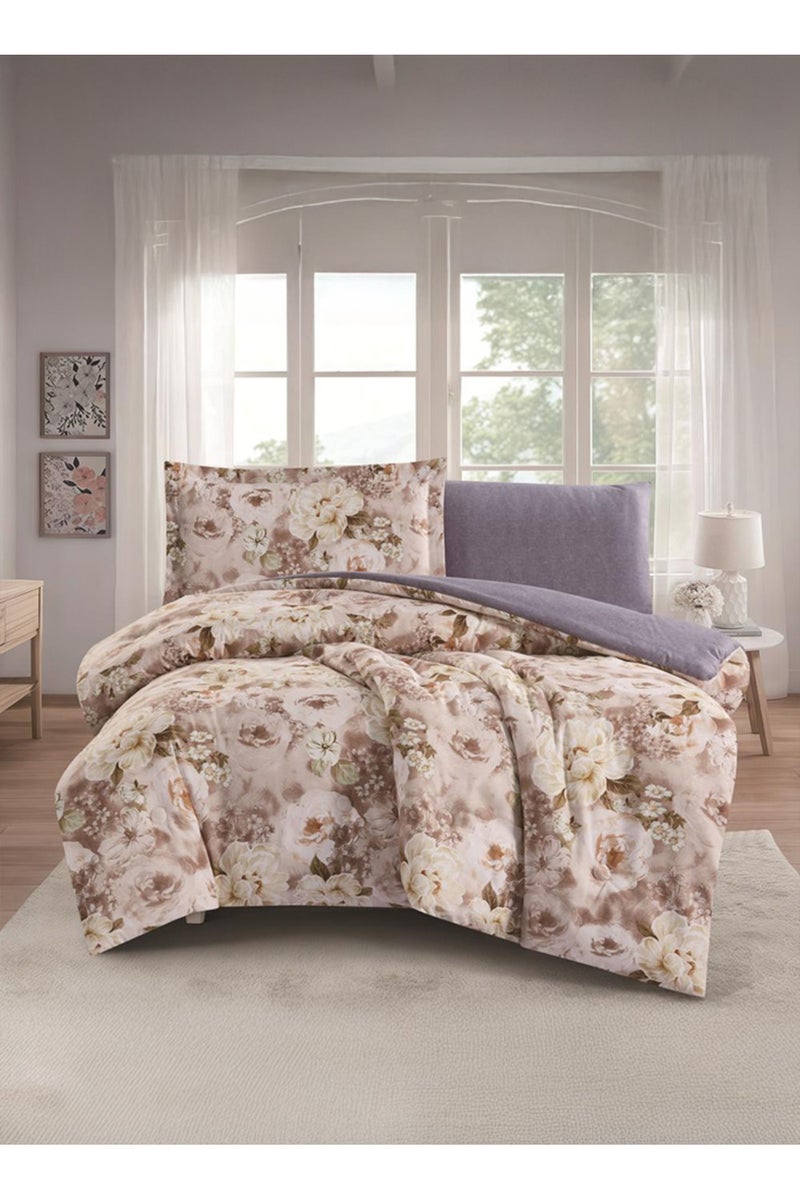 Melen Single  summer bed sheet set - 4 pieces - Fits a 200x120 bed - Leighton - Beige - Dark Grey - Image 1