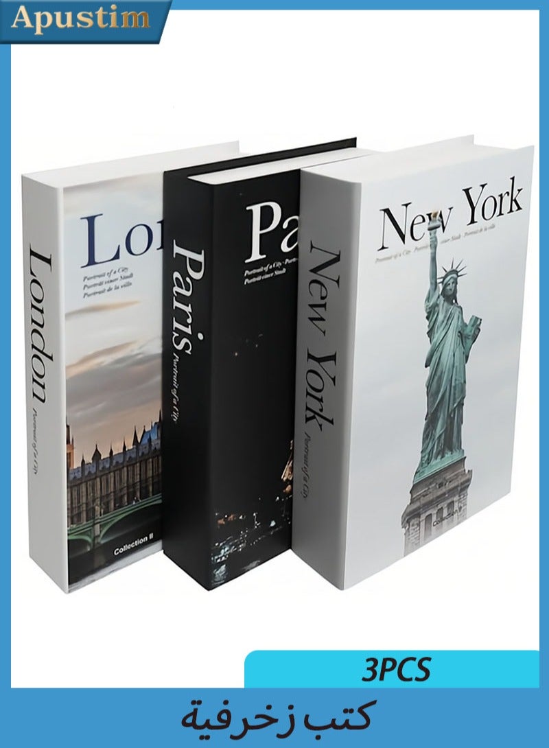 Apustim Decorative Books for Coffee Table Decor，3 Pieces Stylish Room Decor Aesthetic Faux Books for Home Decor，Stacked Book Decor Bookshelf，Entryway，Console Table，Mantel Decor - Image 1